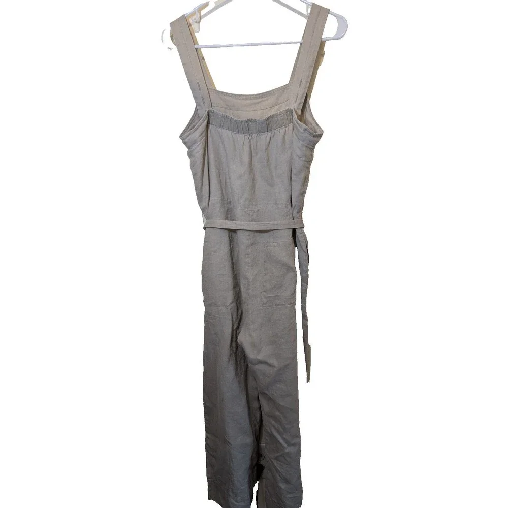 Quince 100% European Linen Square Neck Jumpsuit Adjustable Straps Small